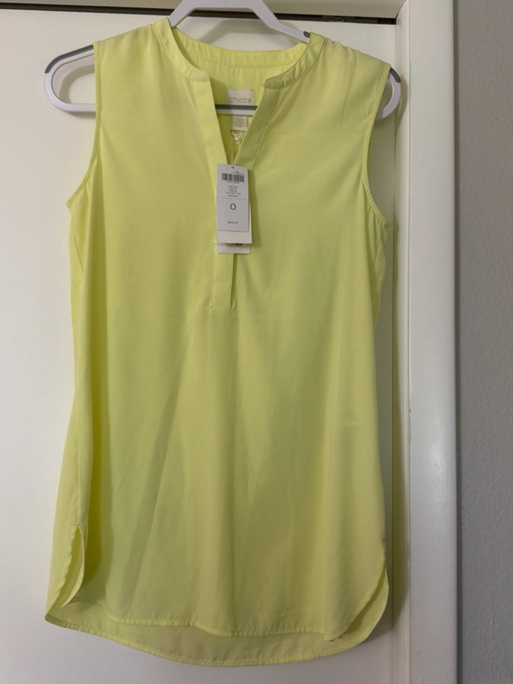 Chico's Sleeveless Pale Yellow Split-Neck Camisole